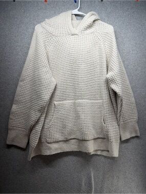 Chelsea & Theodore Cream Waffle Knit Hooded Pullover Sweater